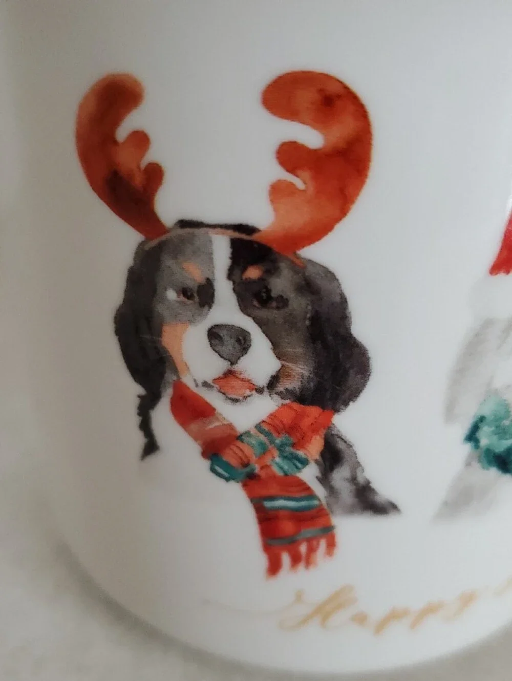 Holiday Dogs Ceramic Mug - Red Accent